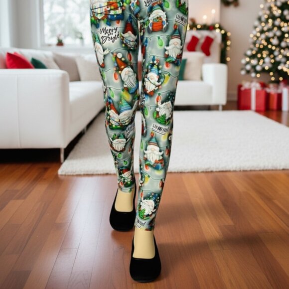 S/L NEW Girls Christmas Gnome Leggings Buttery Soft Holiday Yoga Pants - Picture 7 of 12
